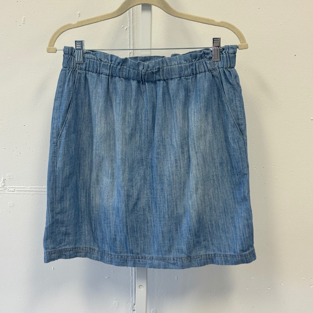 Universal Thread Blue Cotton Chambray Denim Mini Skirt Elastic Waist Small